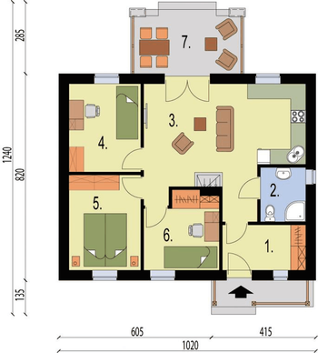 Rzut projektu LA PALMA 2 dom letniskowy