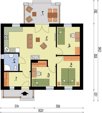 Rzut projektu LA PALMA 2 dom letniskowy