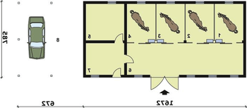 Rzut projektu S42 Stajnia dla koni - 4 boksy