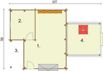 Rzut  projektu G53 z bali drewnianych