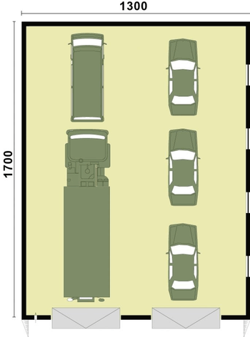 Rzut projektu G243 garaż dwustanowiskowy
