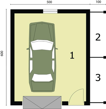 Rzut projektu G245 garaż jednostanowiskowy z poddaszem