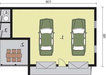 Rzut  projektu G251 garaż dwustanowiskowy z werandą