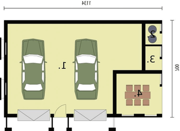 Rzut projektu G253 garaż dwustanowiskowy z werandą