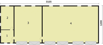 Rzut projektu G258 garaż sześciostanowiskowy z pomieszczeniami gospodarczymi