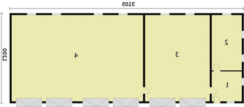 Rzut projektu G258 garaż sześciostanowiskowy z pomieszczeniami gospodarczymi