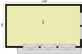 Rzut  projektu G261 garaż trzystanowiskowy