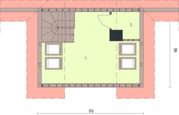 Rzut  projektu S23 z bali drewnianych - 9 boksów