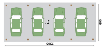 Rzut  projektu G304 wiata garażowa
