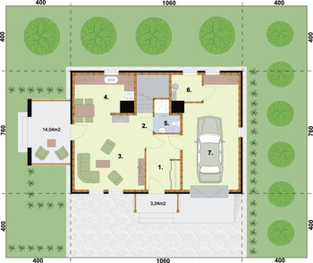 Rzut  projektu KATANIA szkielet drewniany