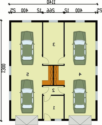Rzut  projektu G51 szkielet drewniany, budynek owy