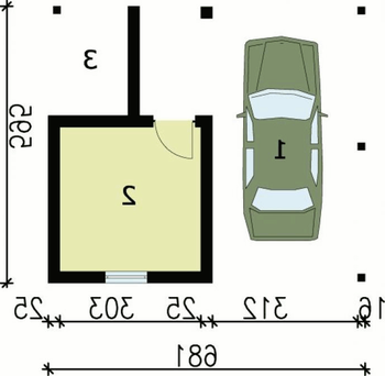 Rzut  projektu G29 wiata garażowa