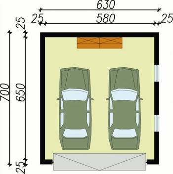 Rzut  projektu G30 garaż dwustanowiskowy