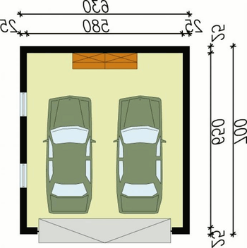 Rzut  projektu G30 garaż dwustanowiskowy