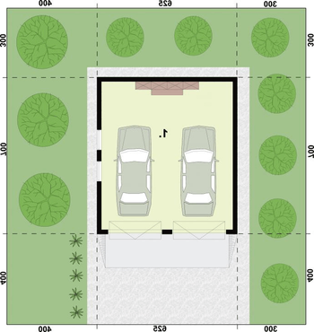 Rzut  projektu G32 garaż dwustanowiskowy
