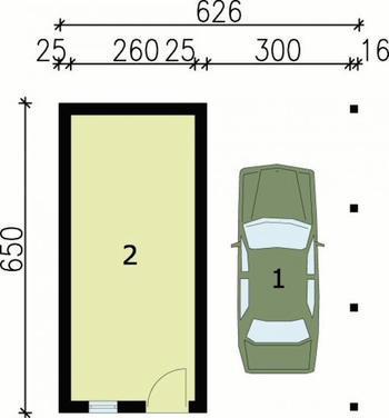 Rzut  projektu G47 wiata garażowa