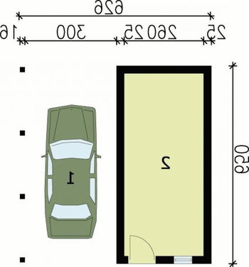 Rzut  projektu G47 wiata garażowa