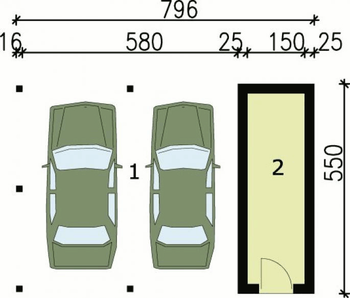 Rzut  projektu G48 wiata garażowa