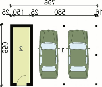 Rzut  projektu G48 wiata garażowa